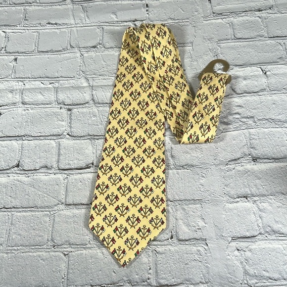 Vintage 90s Y2K Tommy Hilfiger Silk Necktie Flags Nautical Anchor - Picture 4 of 13